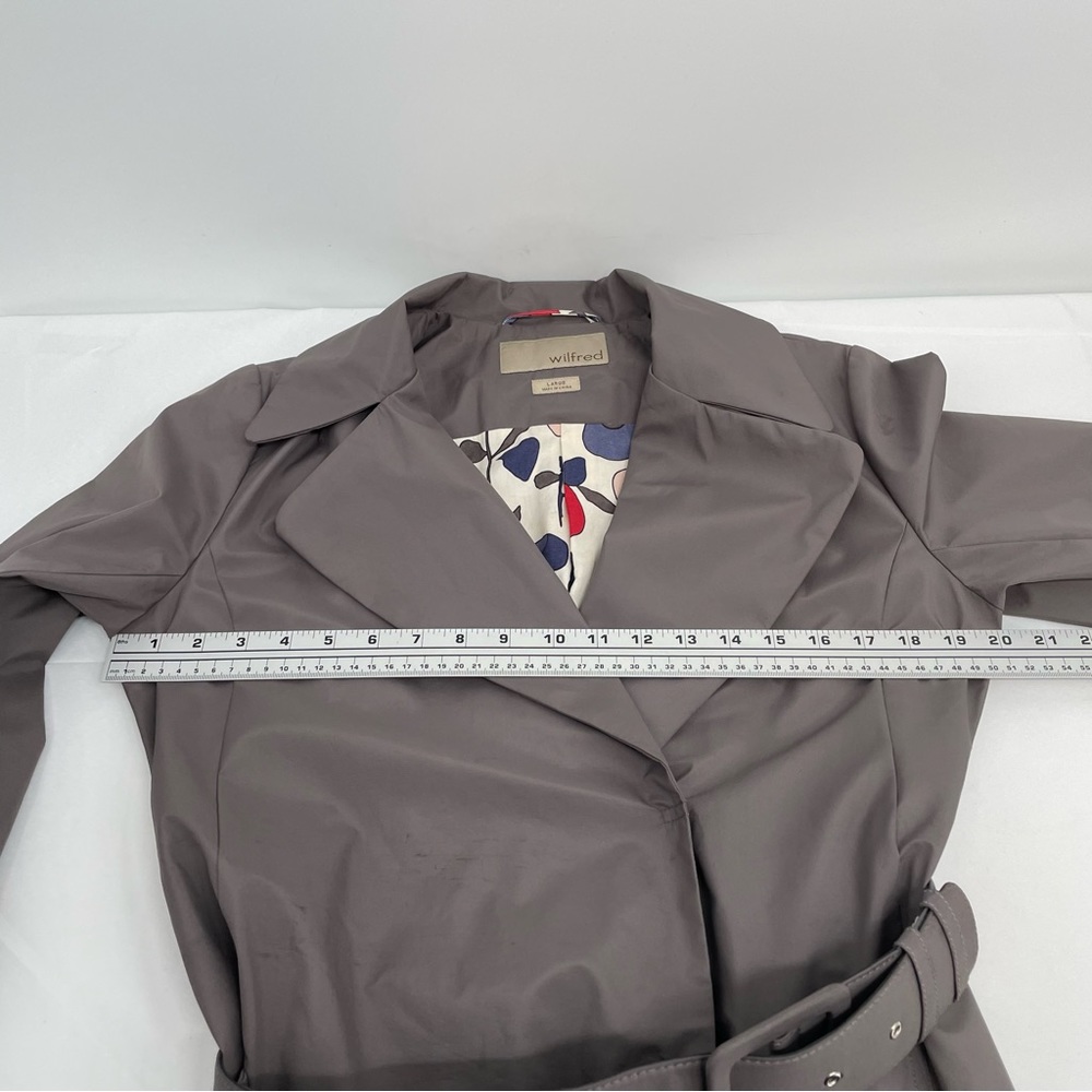 Aritzia Wilfred Trench Coat Women’s L Lined Button Up Belted Front Pockets - Picture 7 of 14